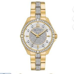 Bulova Women's Crystal Accent Gold Stainless Steel Watch